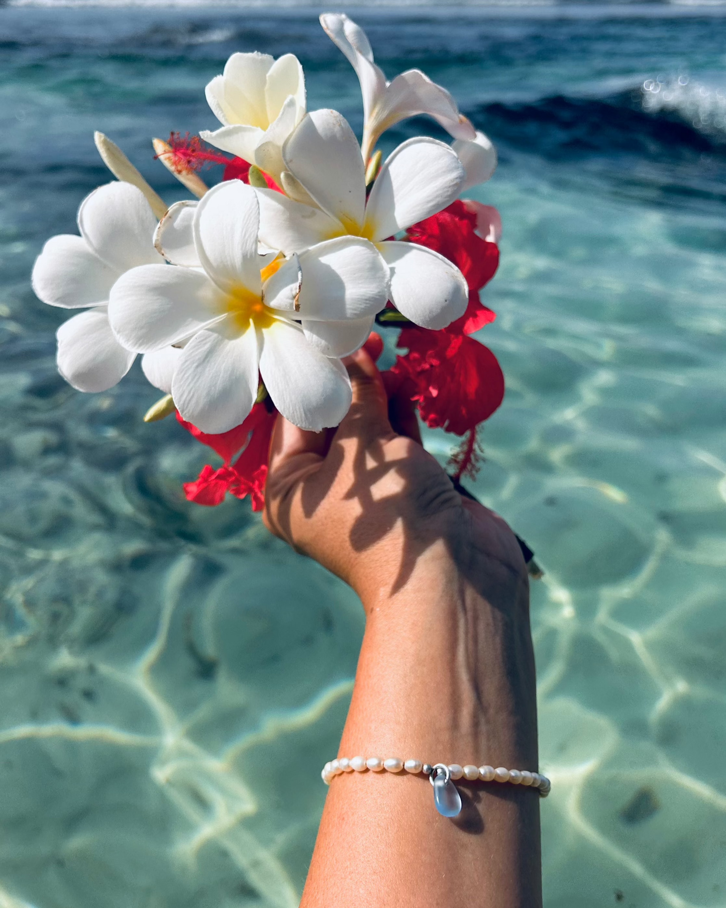 Bella Sea Glass and Pearl Bracelet in Sterling Silver