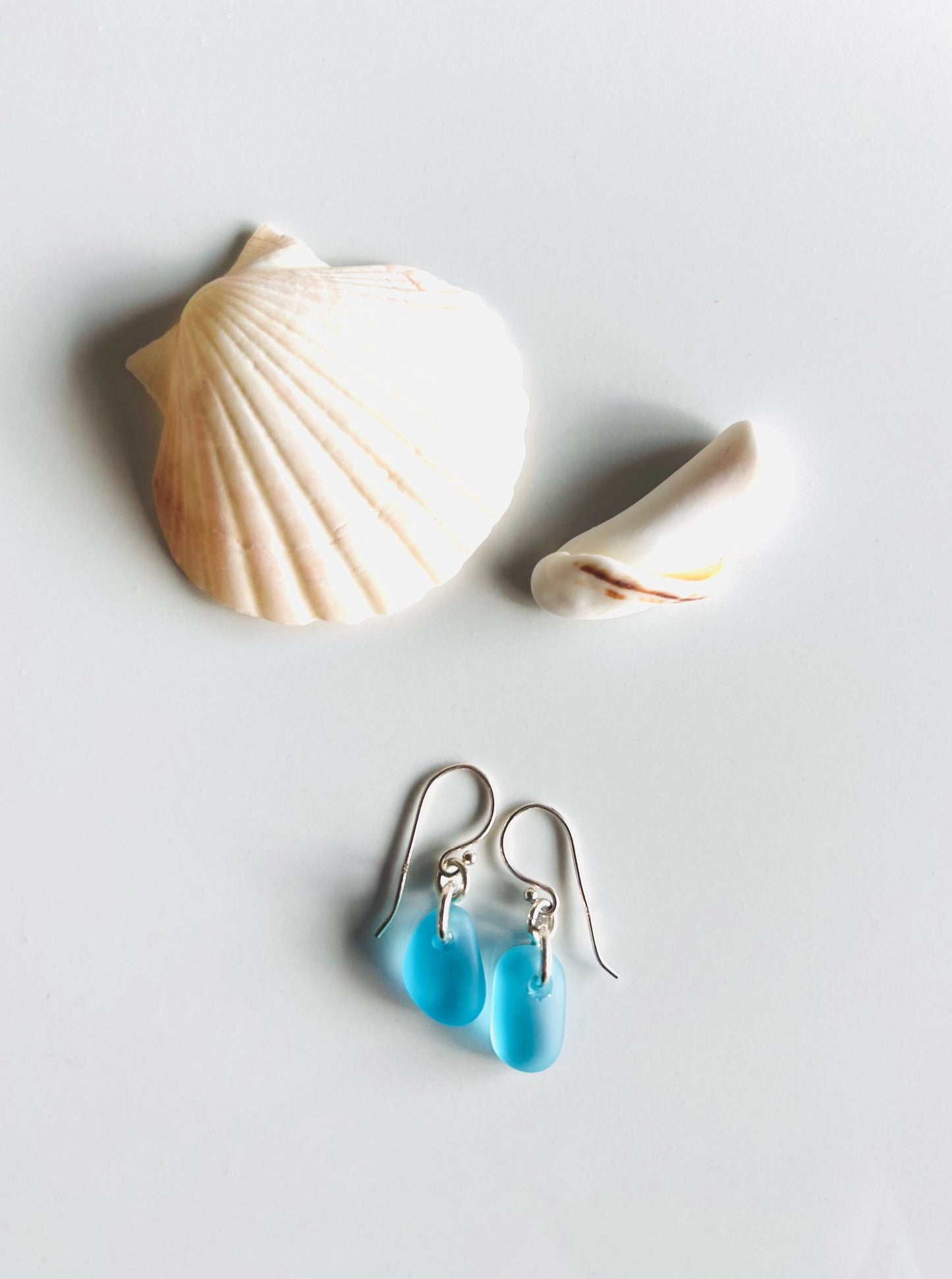 Tear Drop Sea Glass Earrings in Sterling Silver