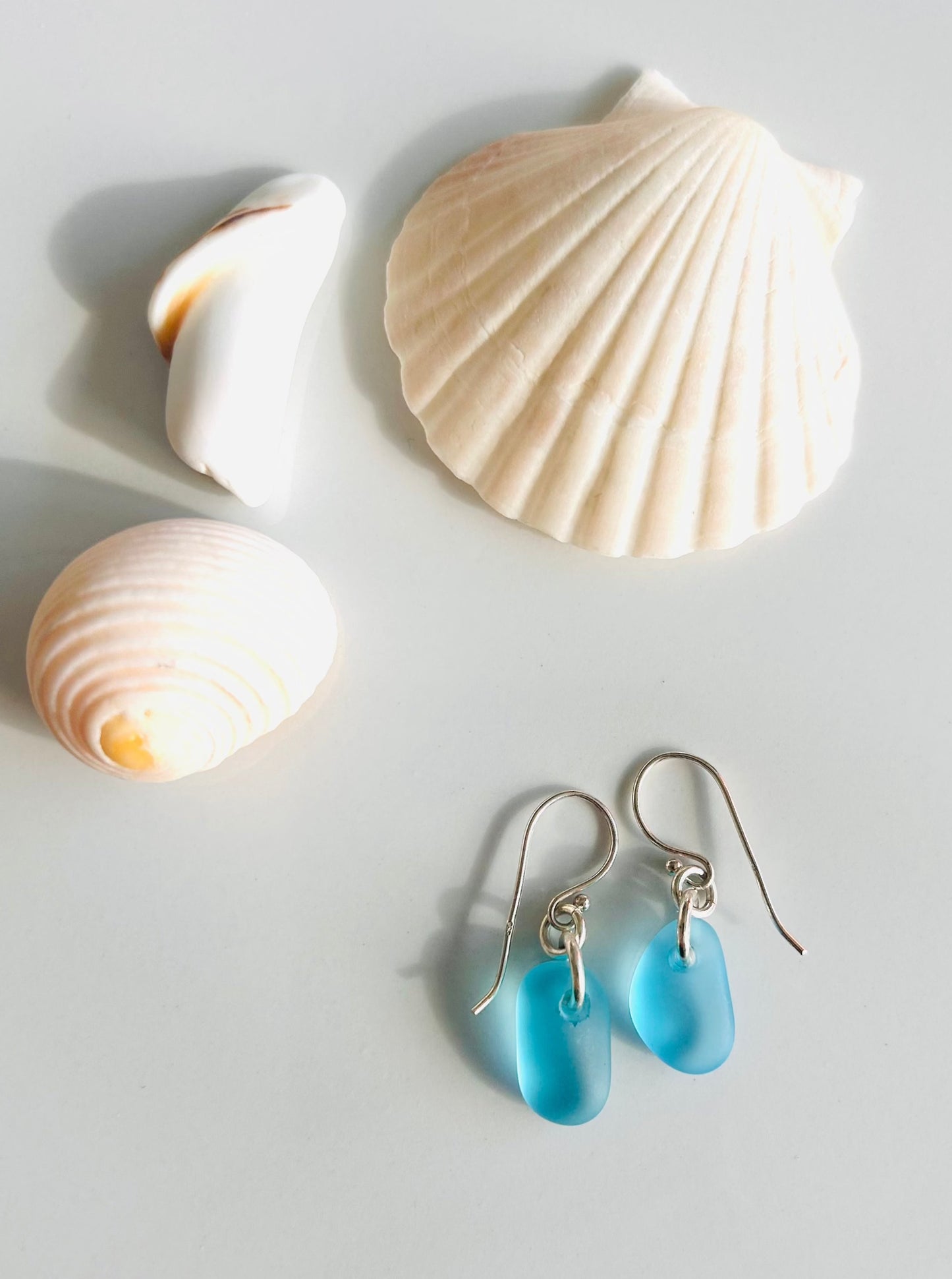 Tear Drop Sea Glass Earrings in Sterling Silver