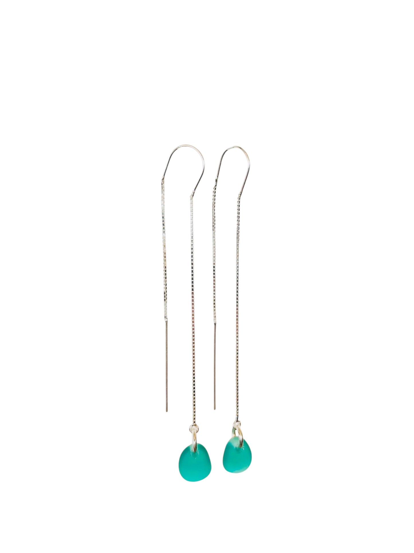 Sila Threader Sea Glass Earrings in Sterling Silver