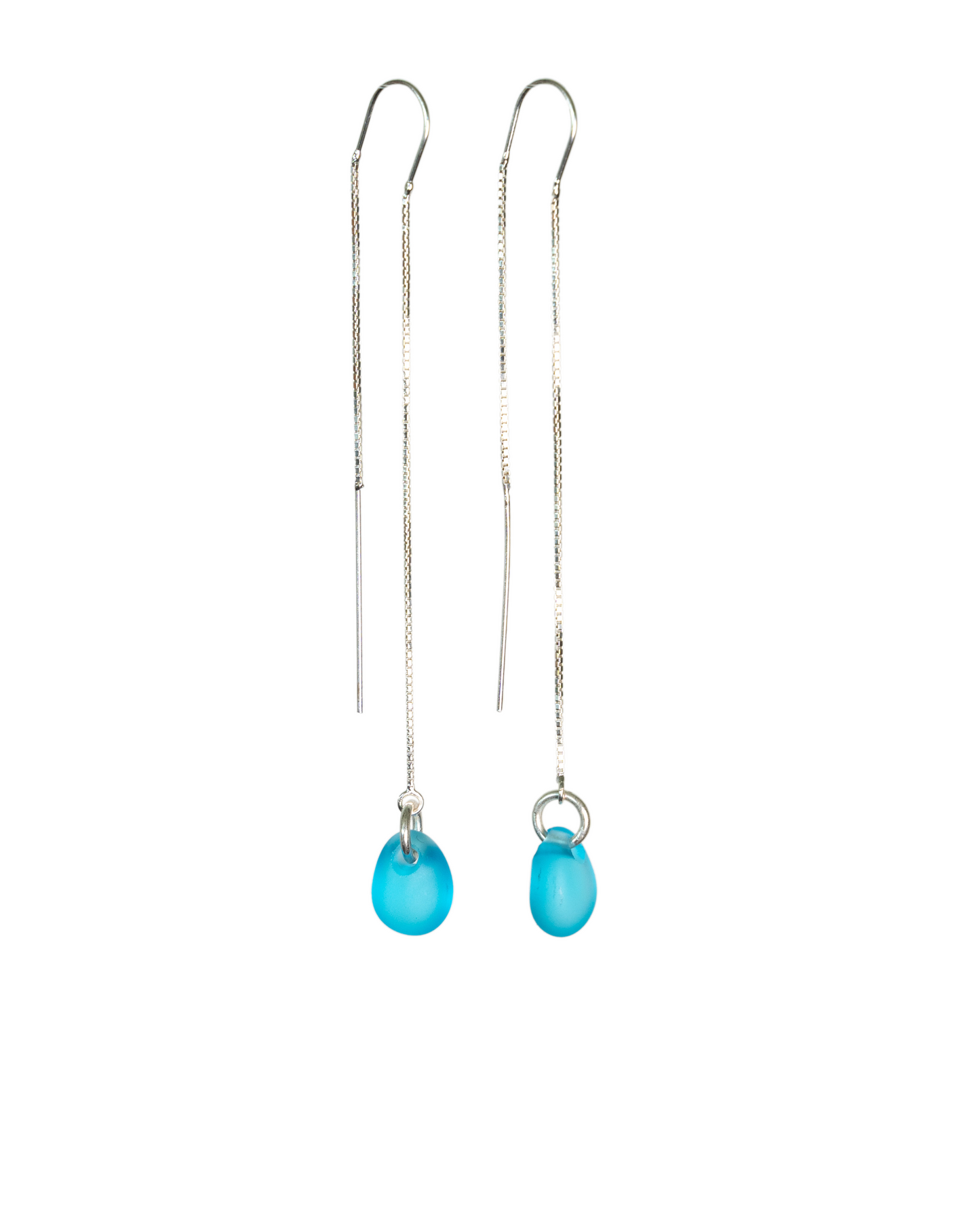 Sila Threader Sea Glass Earrings in Sterling Silver
