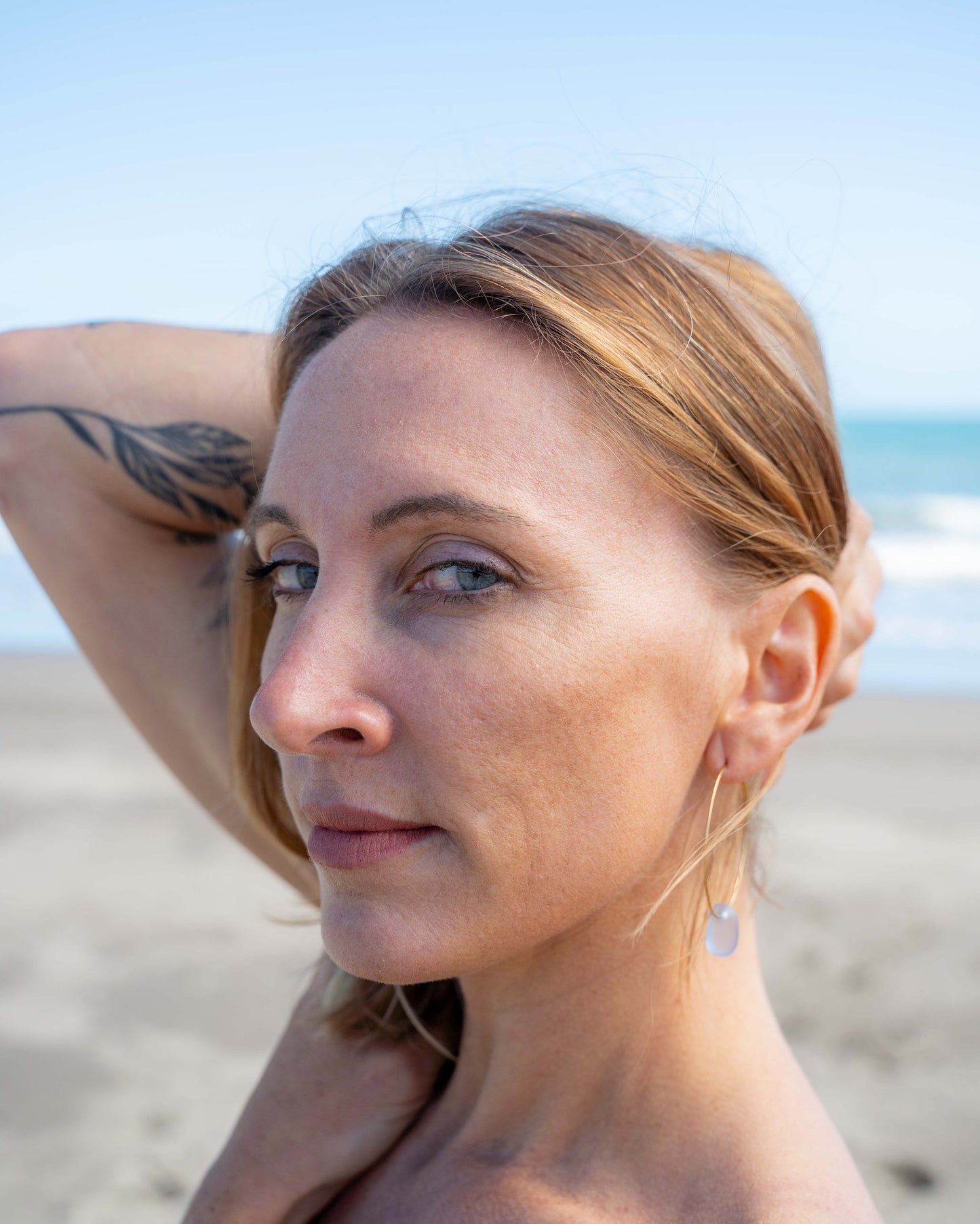 Luar Hoop Sea Glass Earrings in 18K Gold