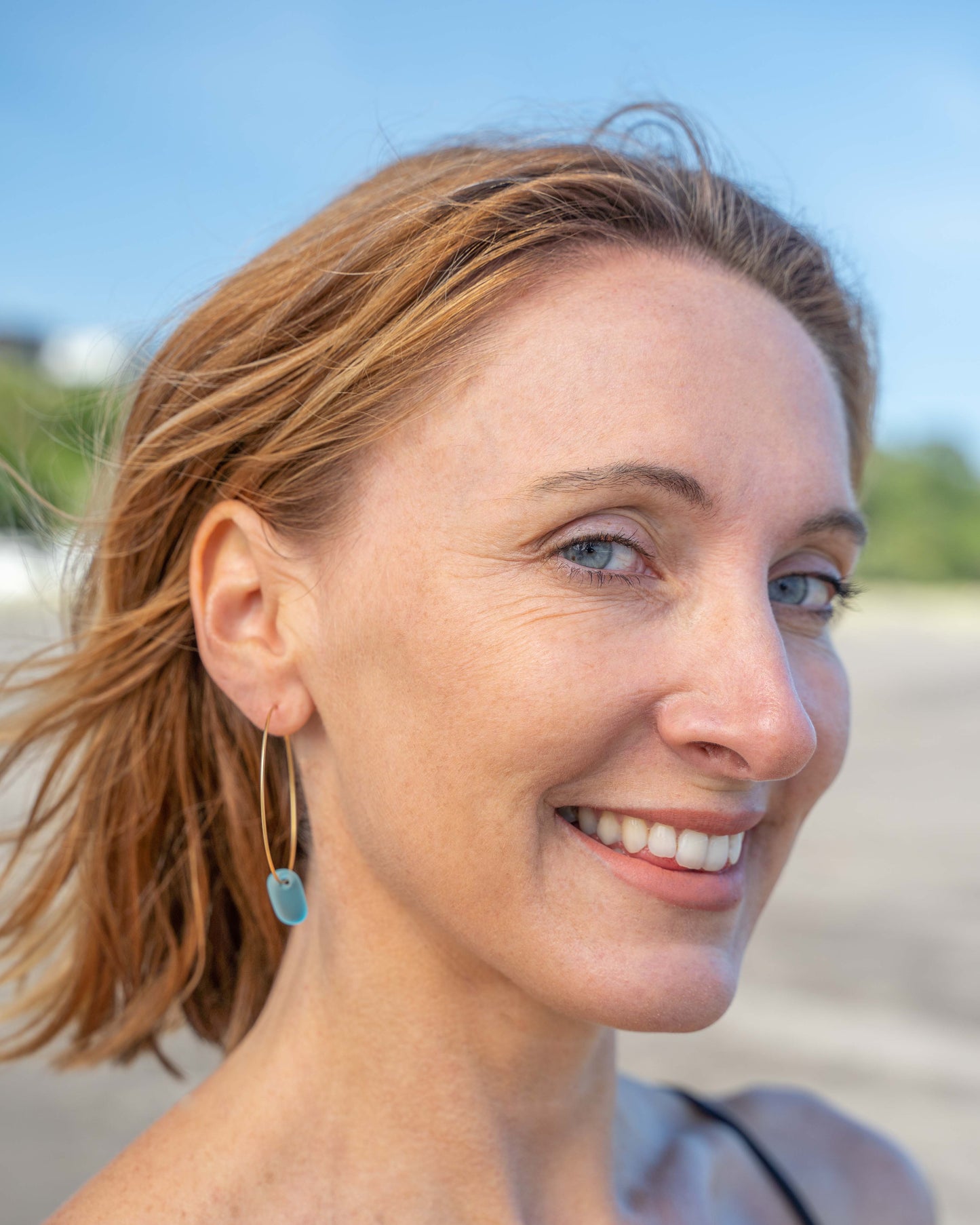 Luar Hoop Sea Glass Earrings in 18K Gold