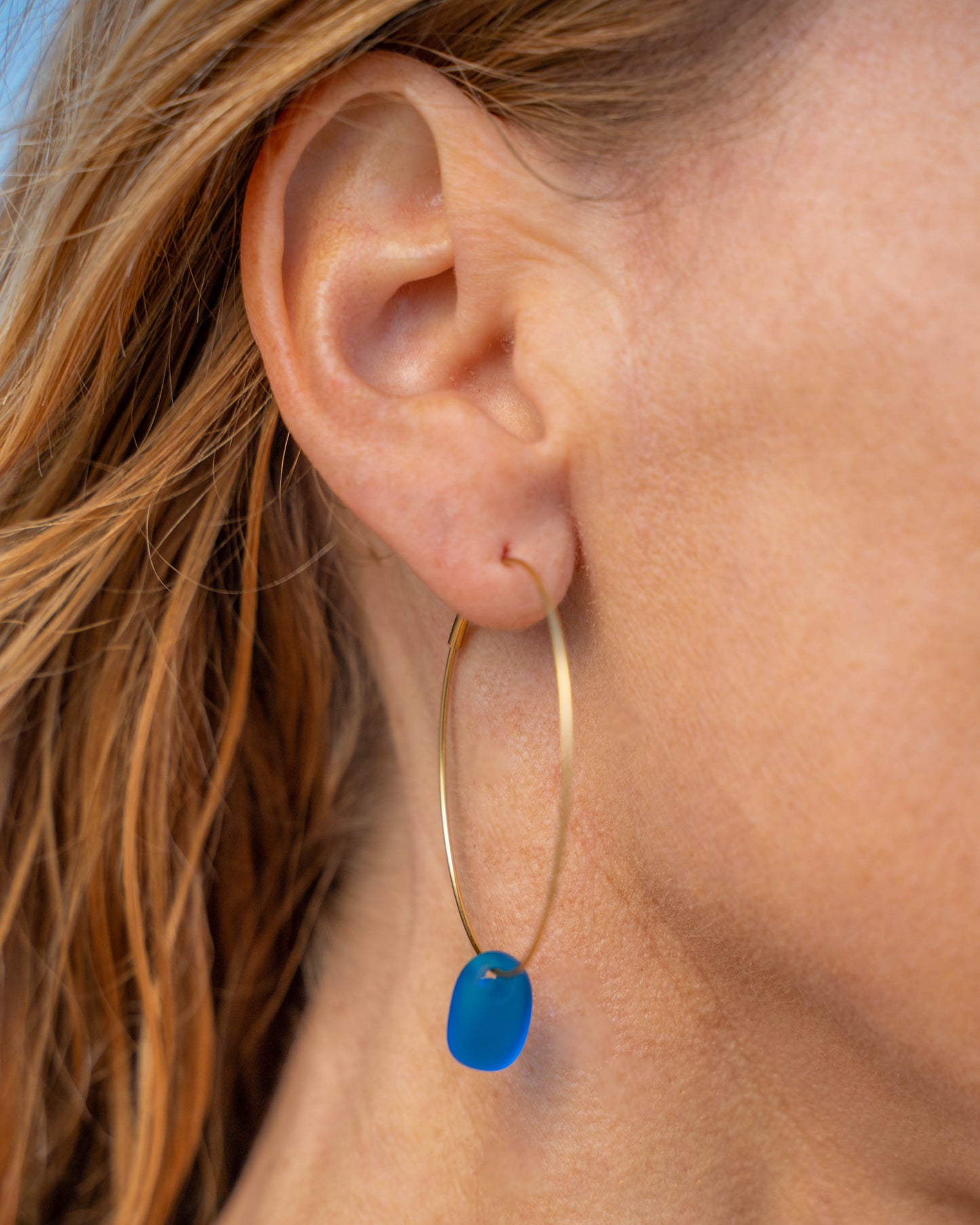 Luar Hoop Sea Glass Earrings in 18K Gold
