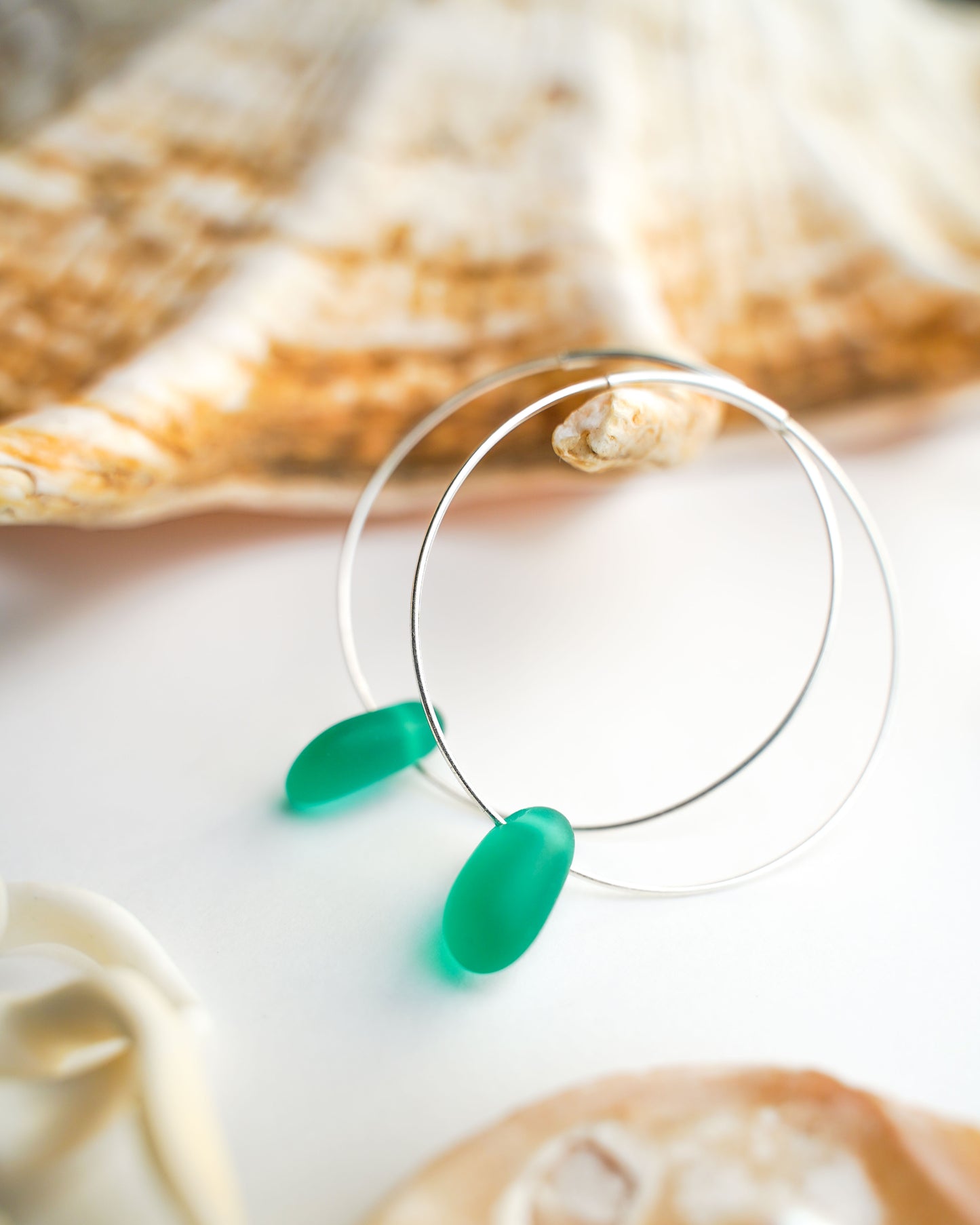 Luar Hoops Sea Glass Earrings in Sterling Silver