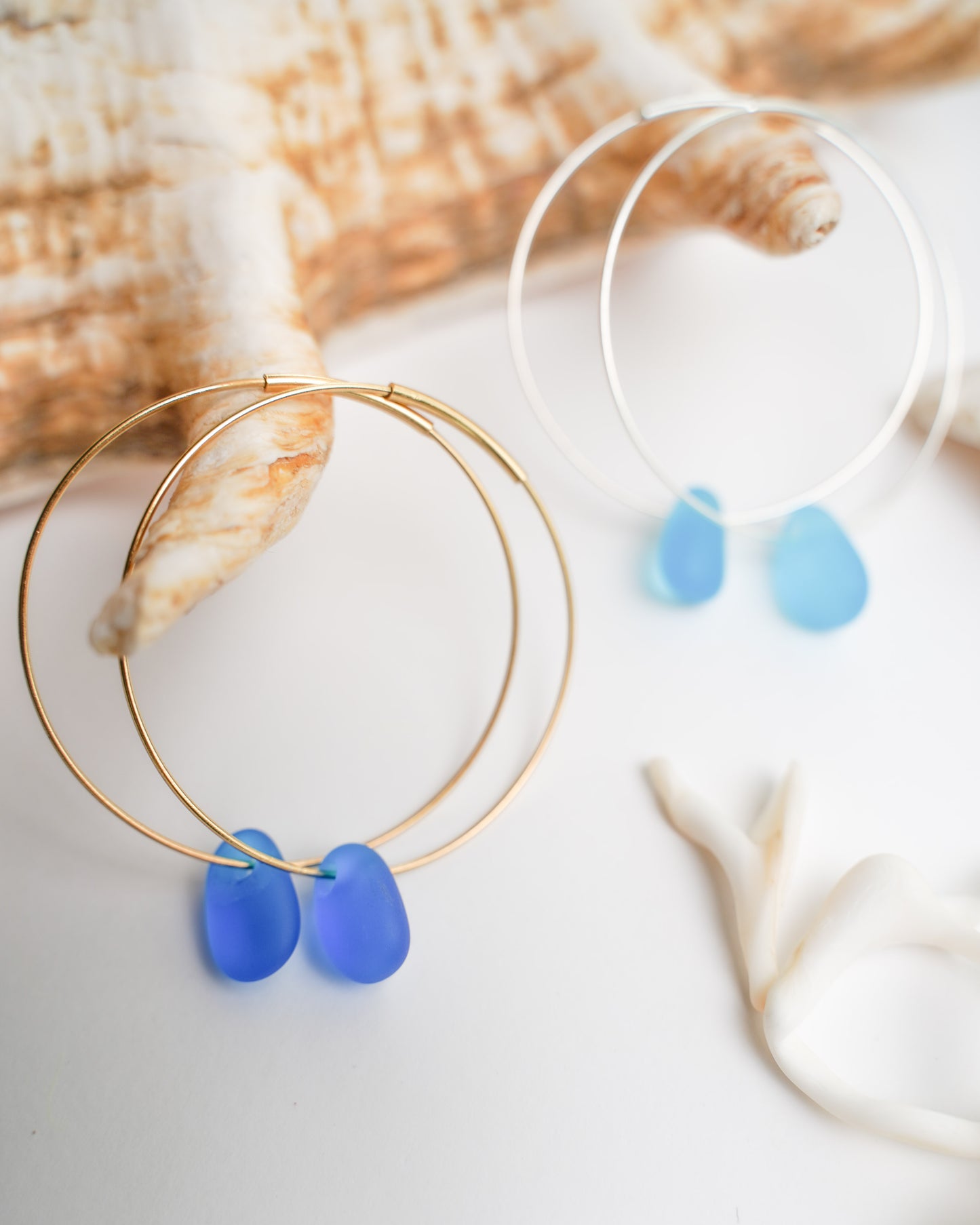 Luar Hoop Sea Glass Earrings in 18K Gold