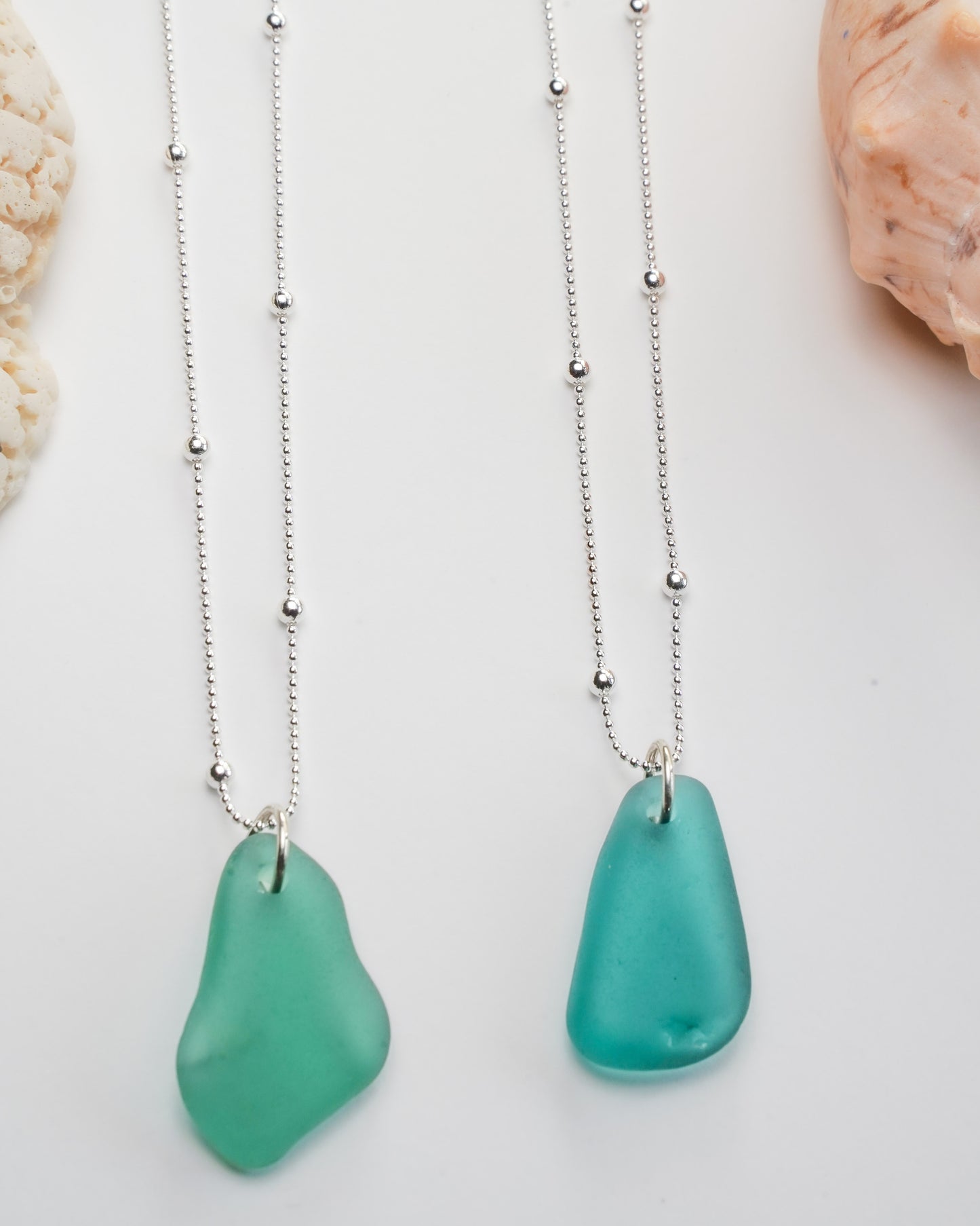 Lua Sea Glass Necklace in Sterling Silver