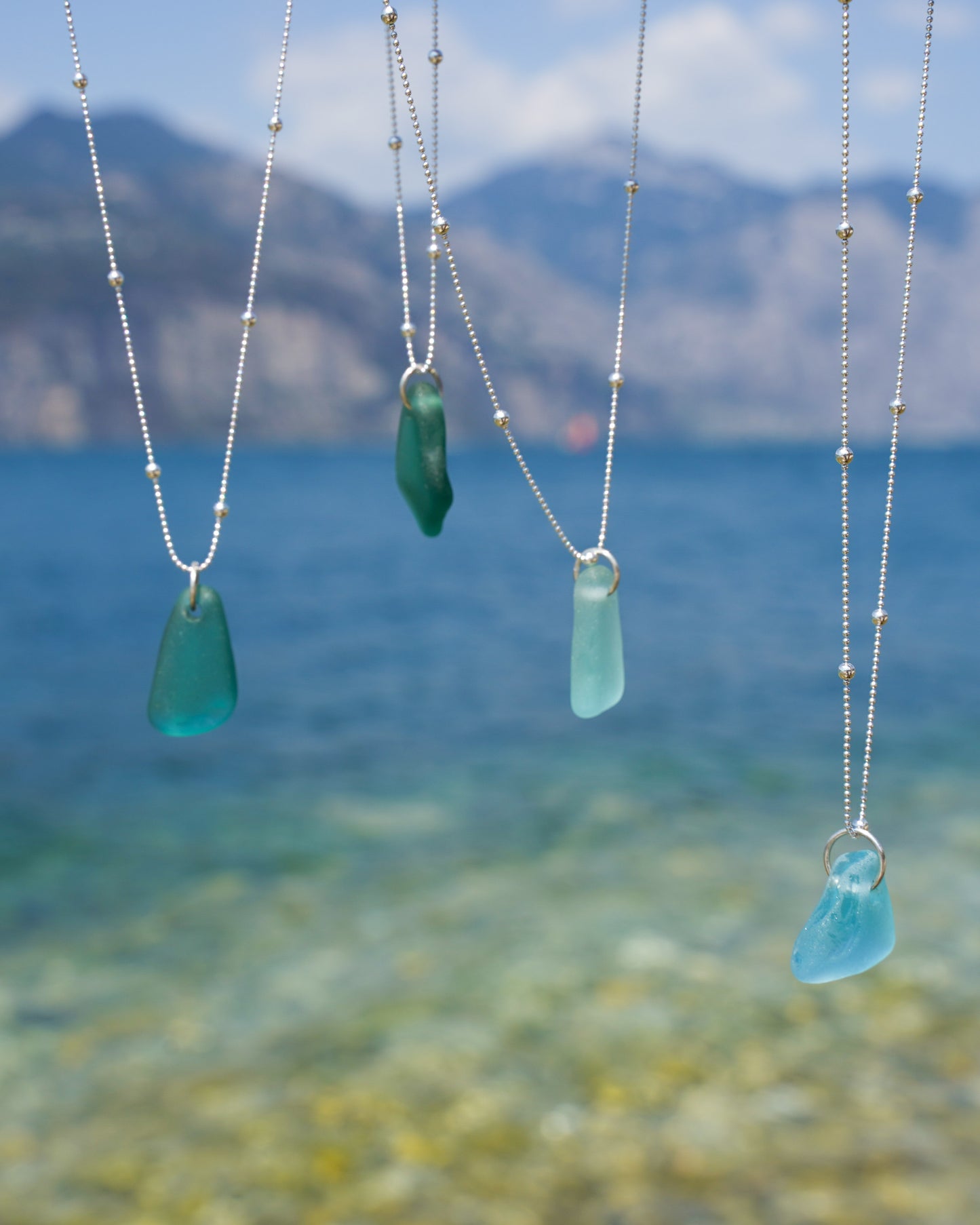 Lua Sea Glass Necklace in Sterling Silver