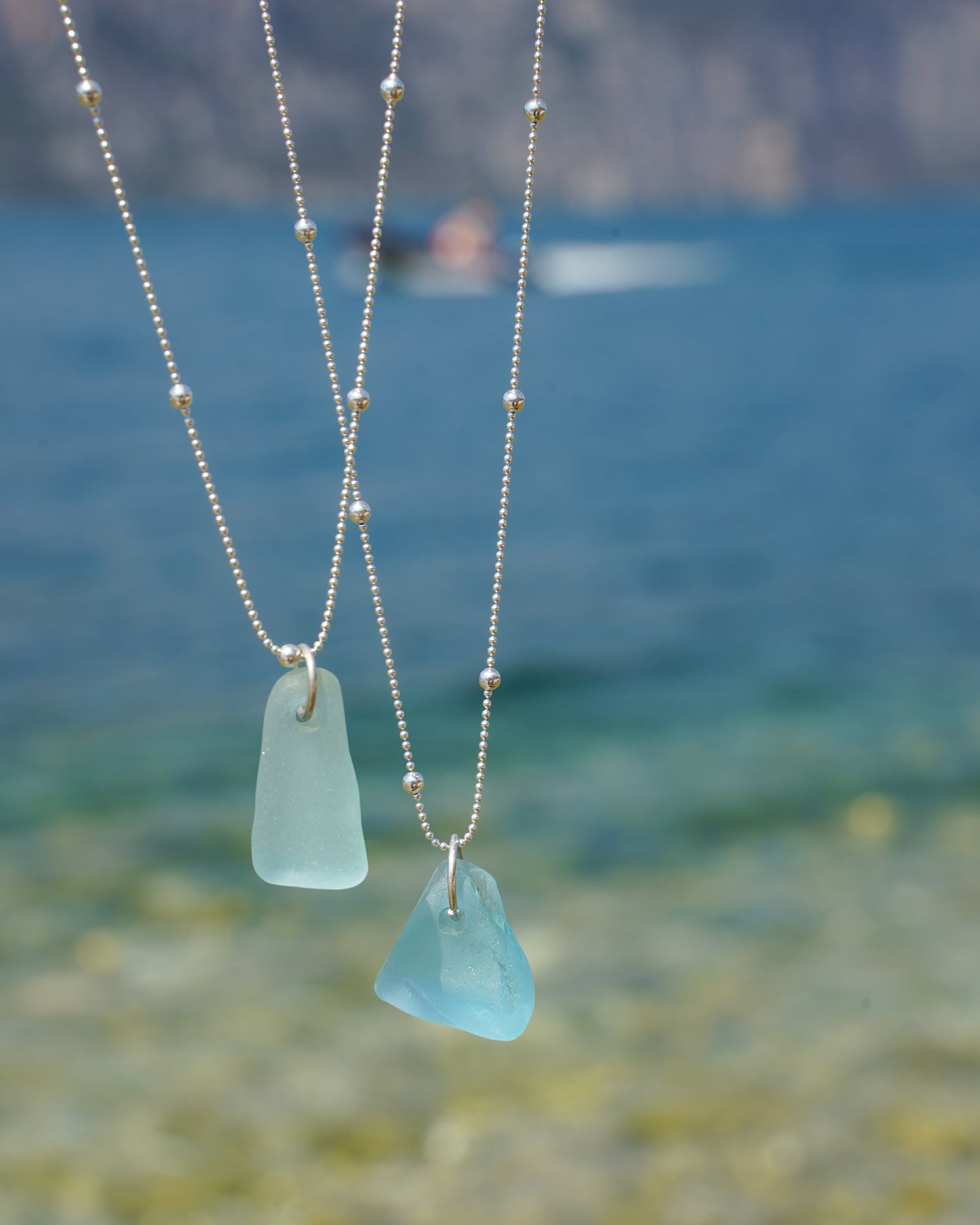 Lua Sea Glass Necklace in Sterling Silver