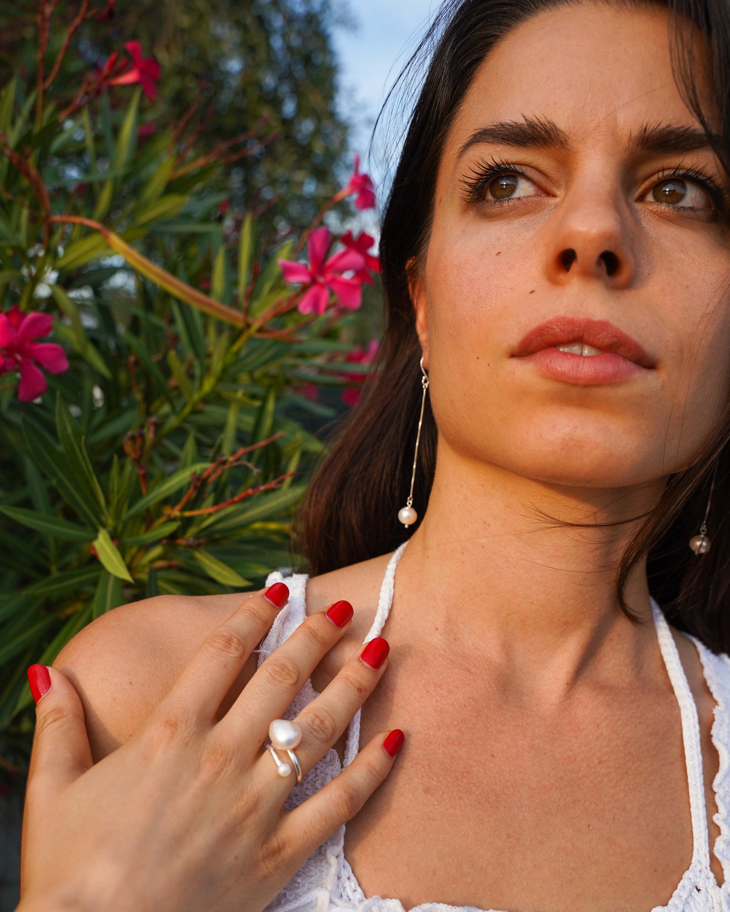 Sura Pearl Drop Earrings in Sterling Silver