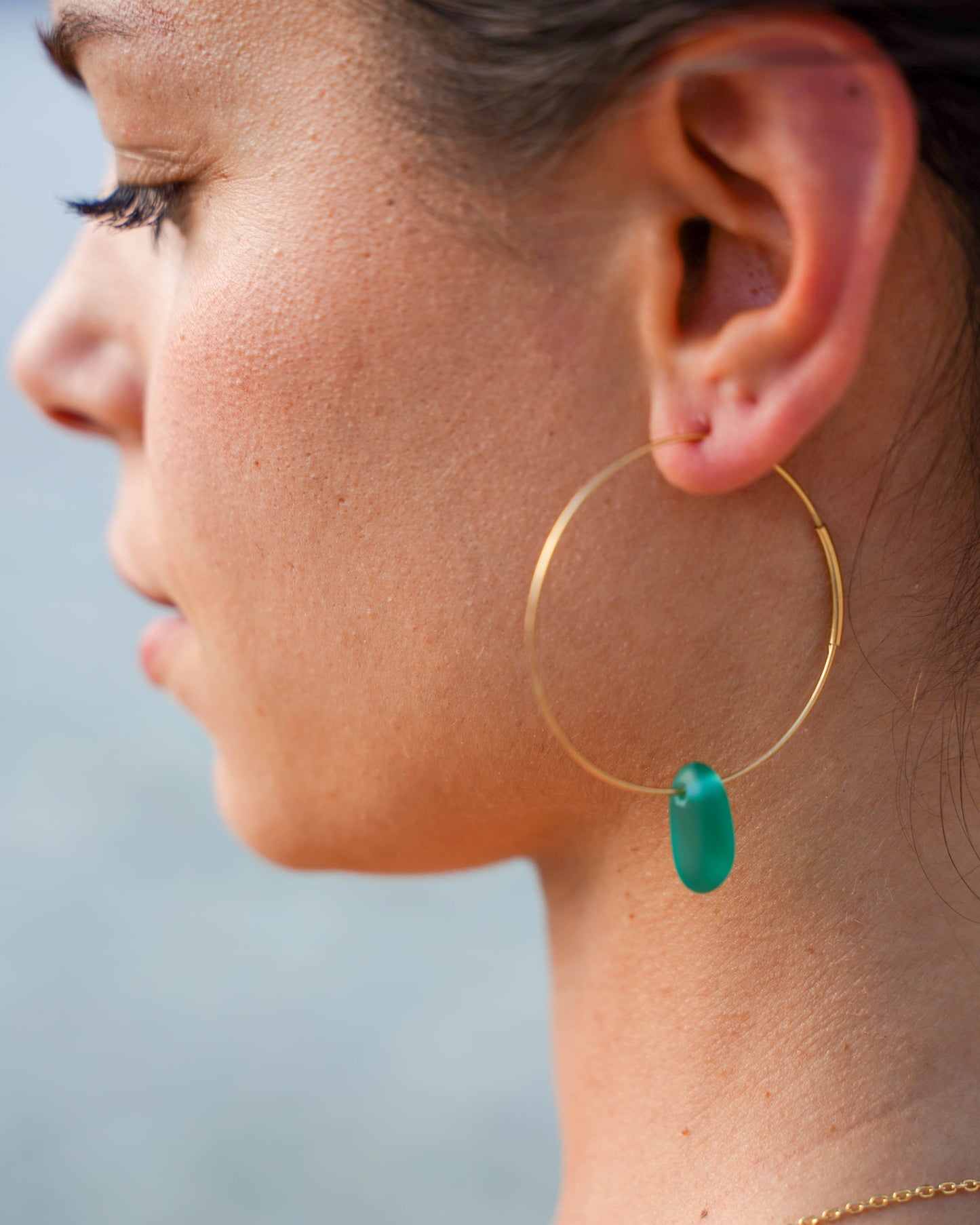 Luar Hoop Sea Glass Earrings in 18K Gold