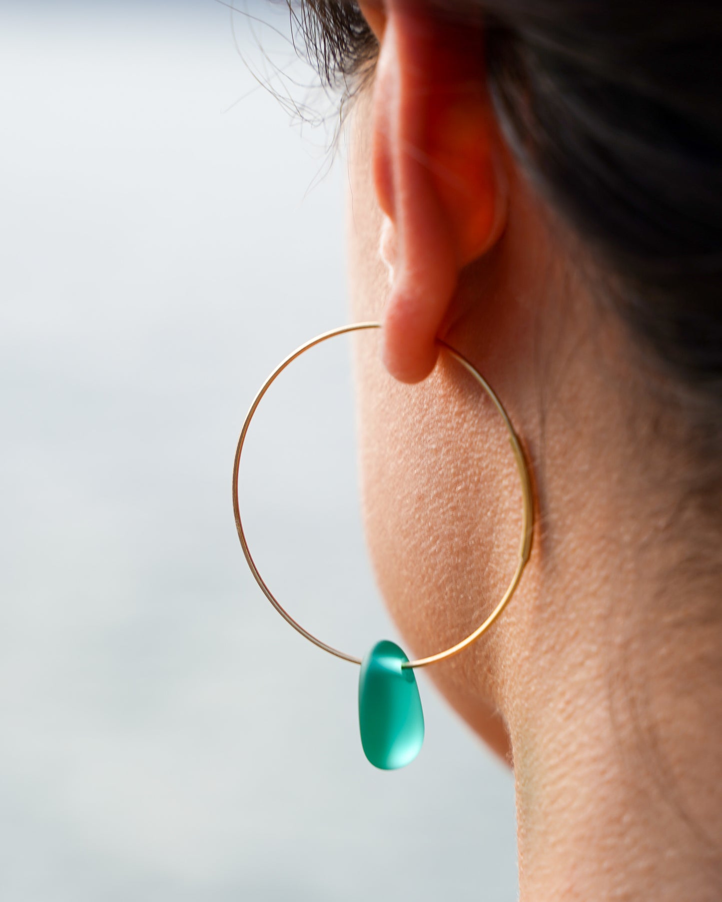 Luar Hoop Sea Glass Earrings in 18K Gold