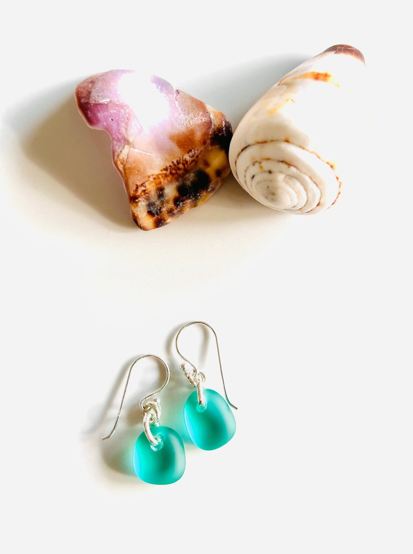 Tear Drop Sea Glass Earrings in Sterling Silver