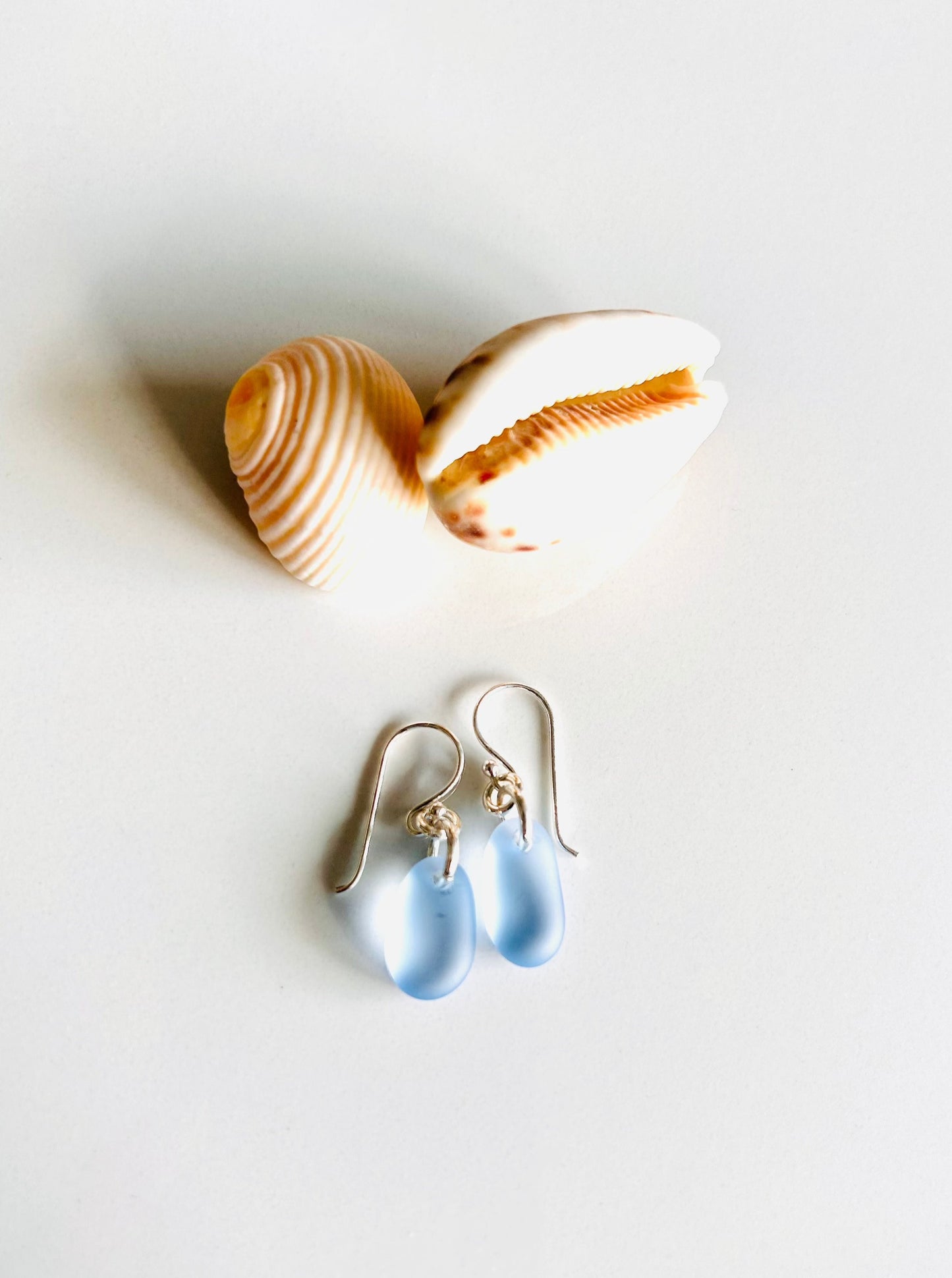Tear Drop Sea Glass Earrings in Sterling Silver