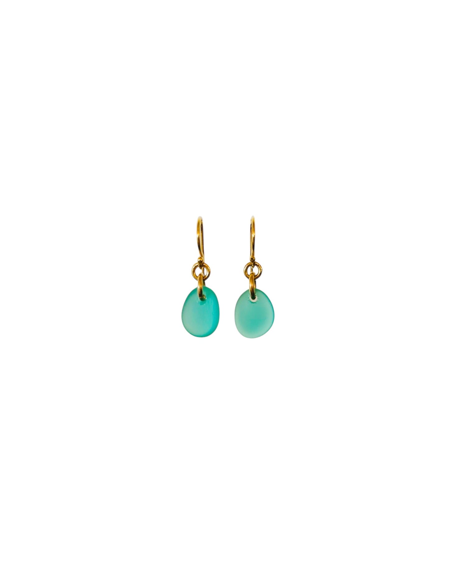 Tear Drop Sea Glass Earrings in 18K Gold