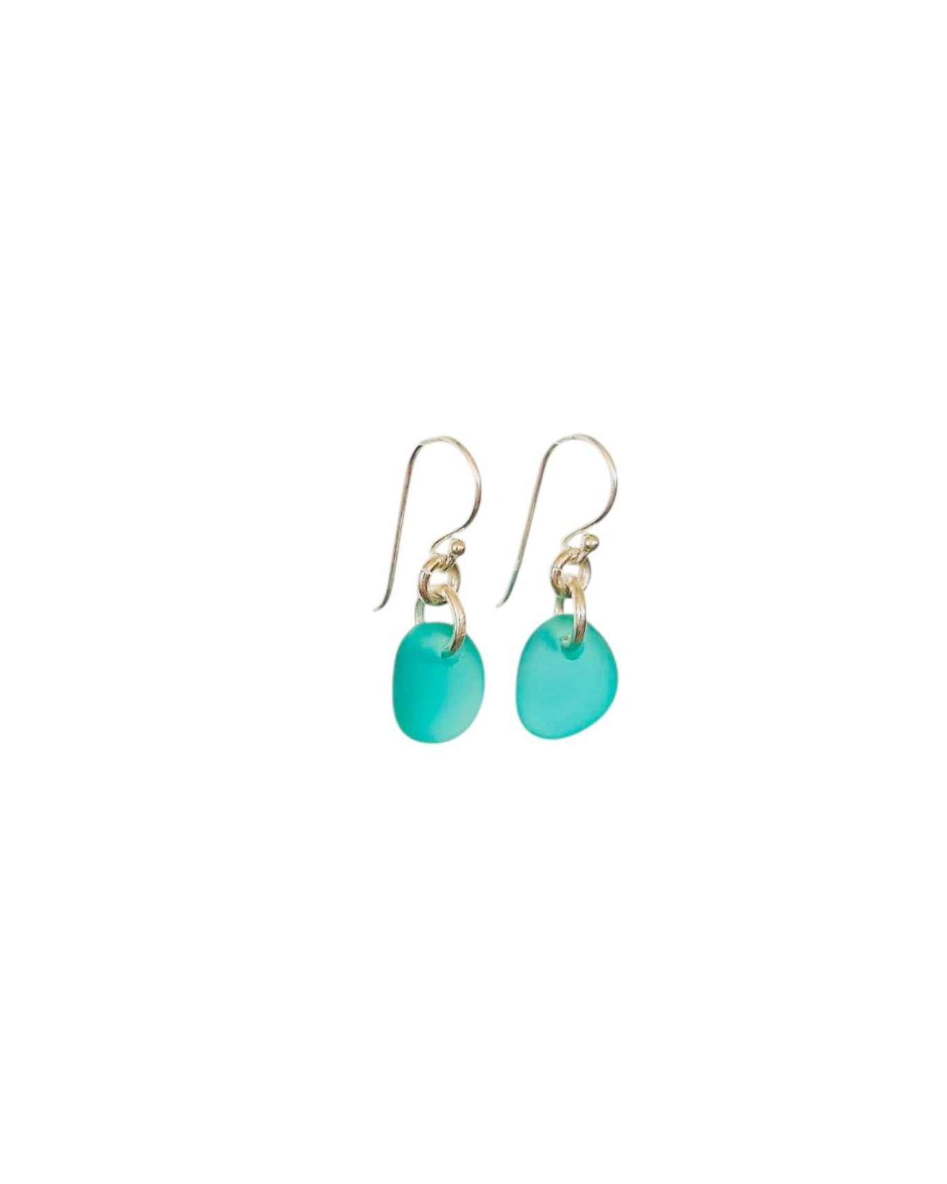 Tear Drop Sea Glass Earrings in Sterling Silver