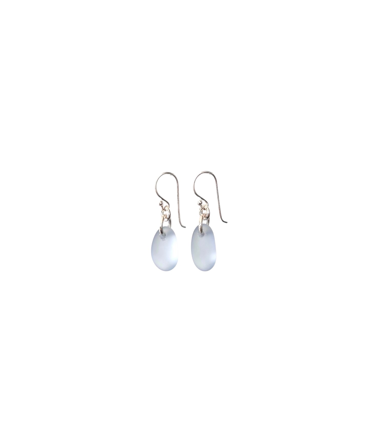 Tear Drop Sea Glass Earrings in Sterling Silver