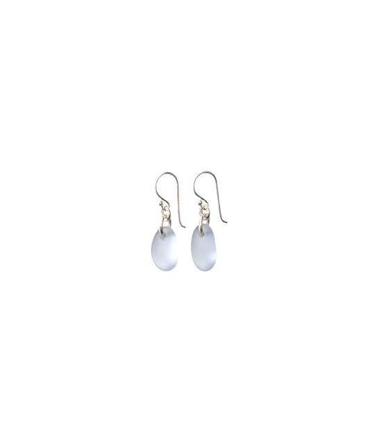 Tear Drop Sea Glass Earrings in Sterling Silver