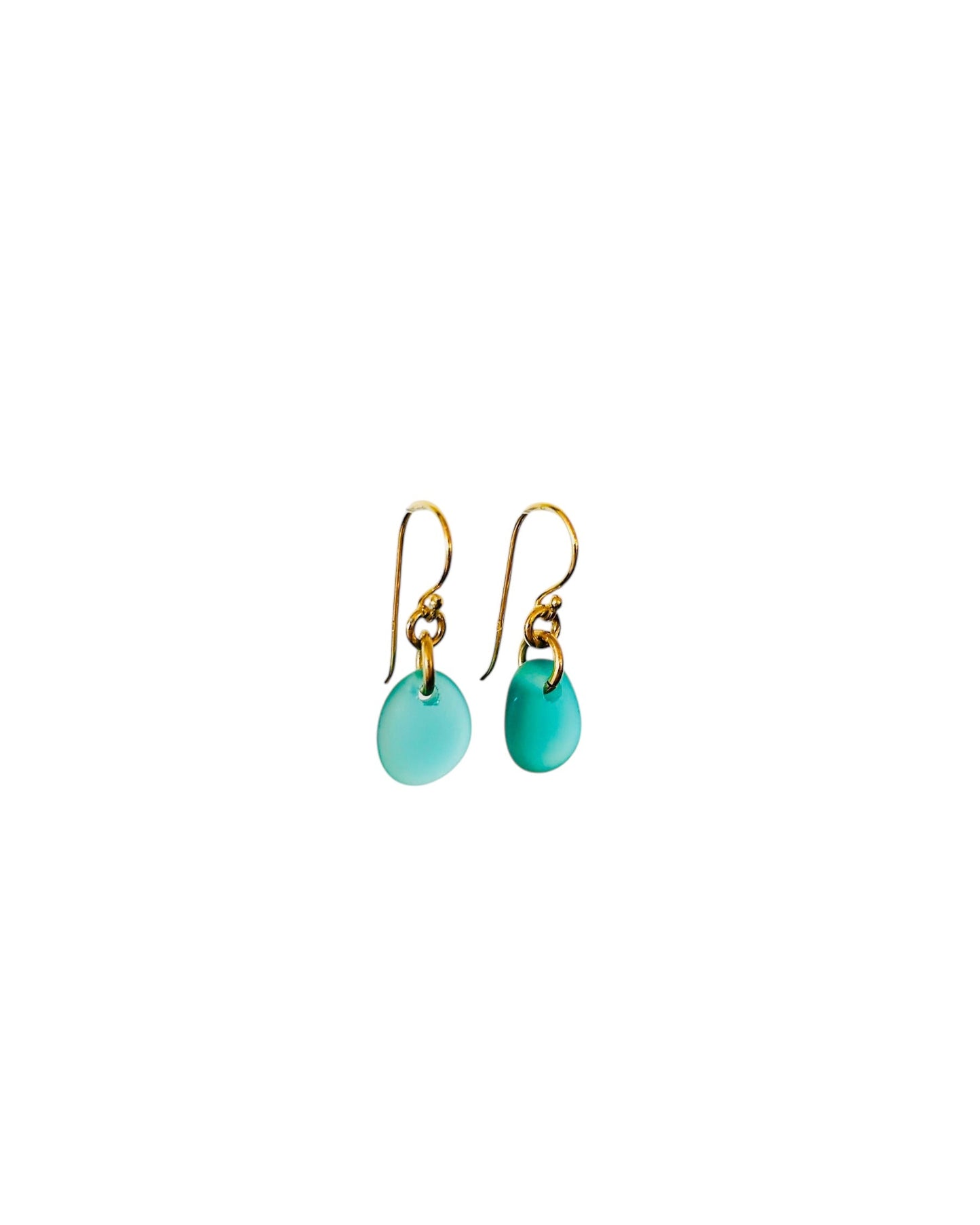 Tear Drop Sea Glass Earrings in 18K Gold