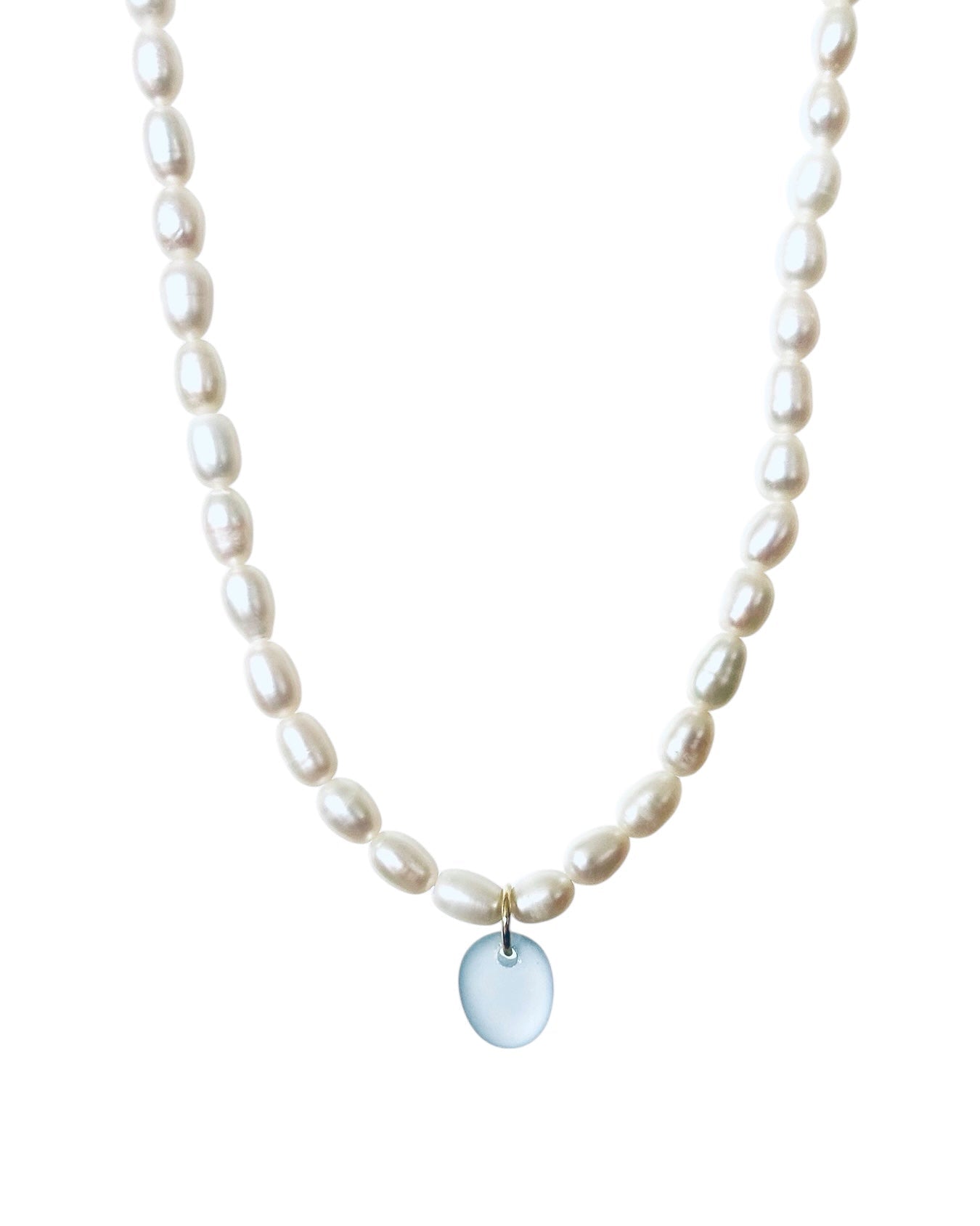 Bella Sea Glass and Pearl Necklace in 18k Gold