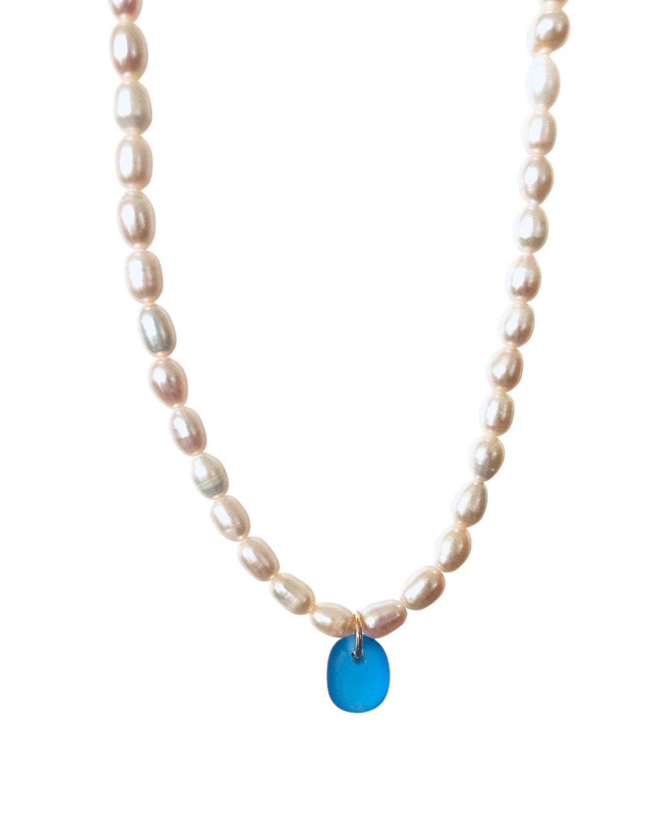 Bella Sea Glass and Pearl Necklace in 18k Gold