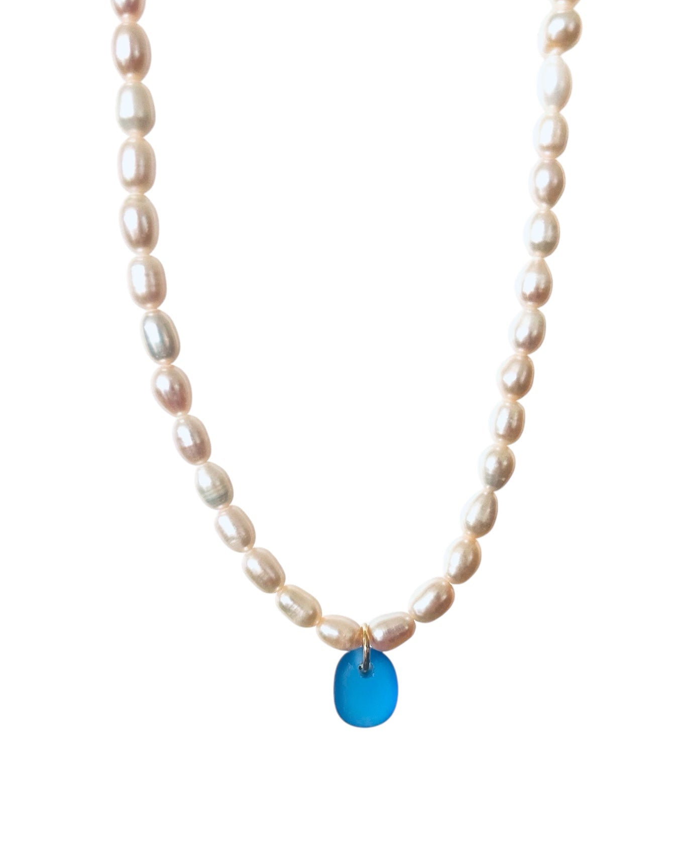 Bella Sea Glass and Pearl Necklace in 18k Gold