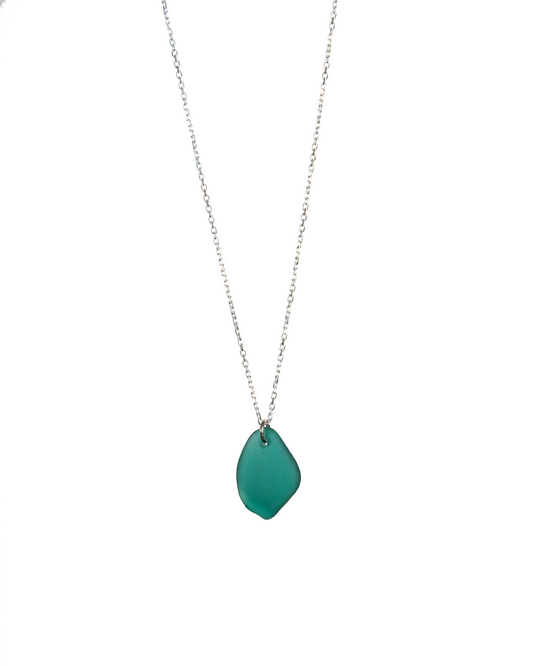 Vela Sea Glass Necklace in Sterling Silver