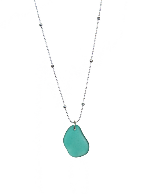 Lua Sea Glass Necklace in Sterling Silver