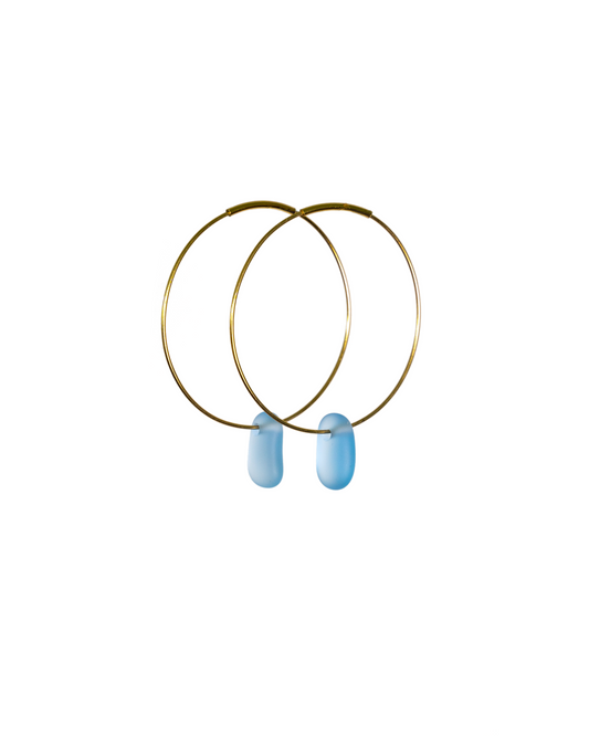 Luar Hoop Sea Glass Earrings in 18K Gold