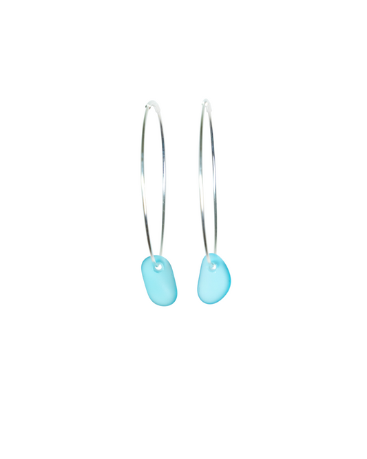 Luar Hoops Sea Glass Earrings in Sterling Silver