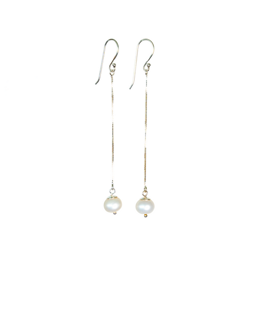Sura Pearl Drop Earrings in Sterling Silver