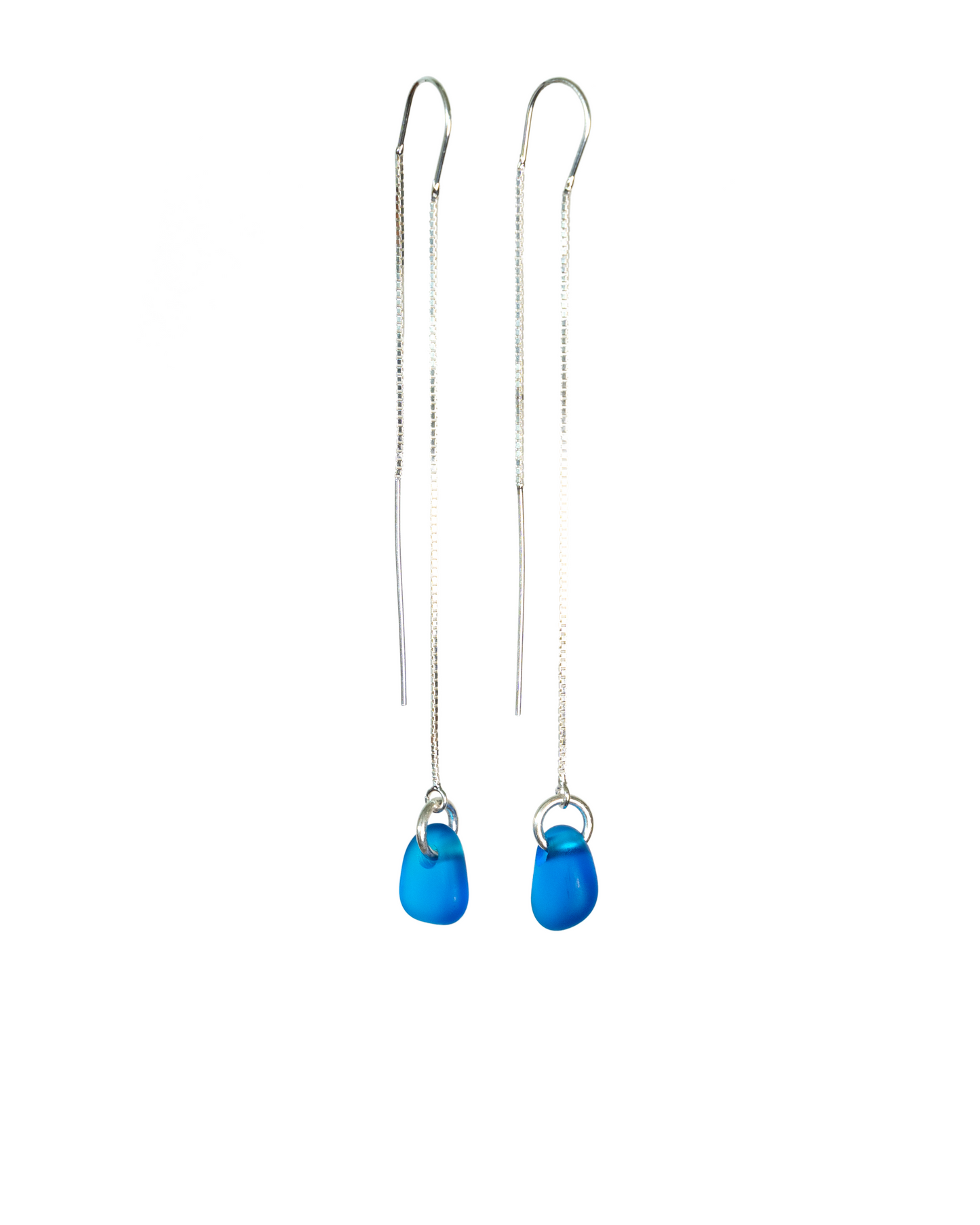 Sila Threader Sea Glass Earrings in Sterling Silver