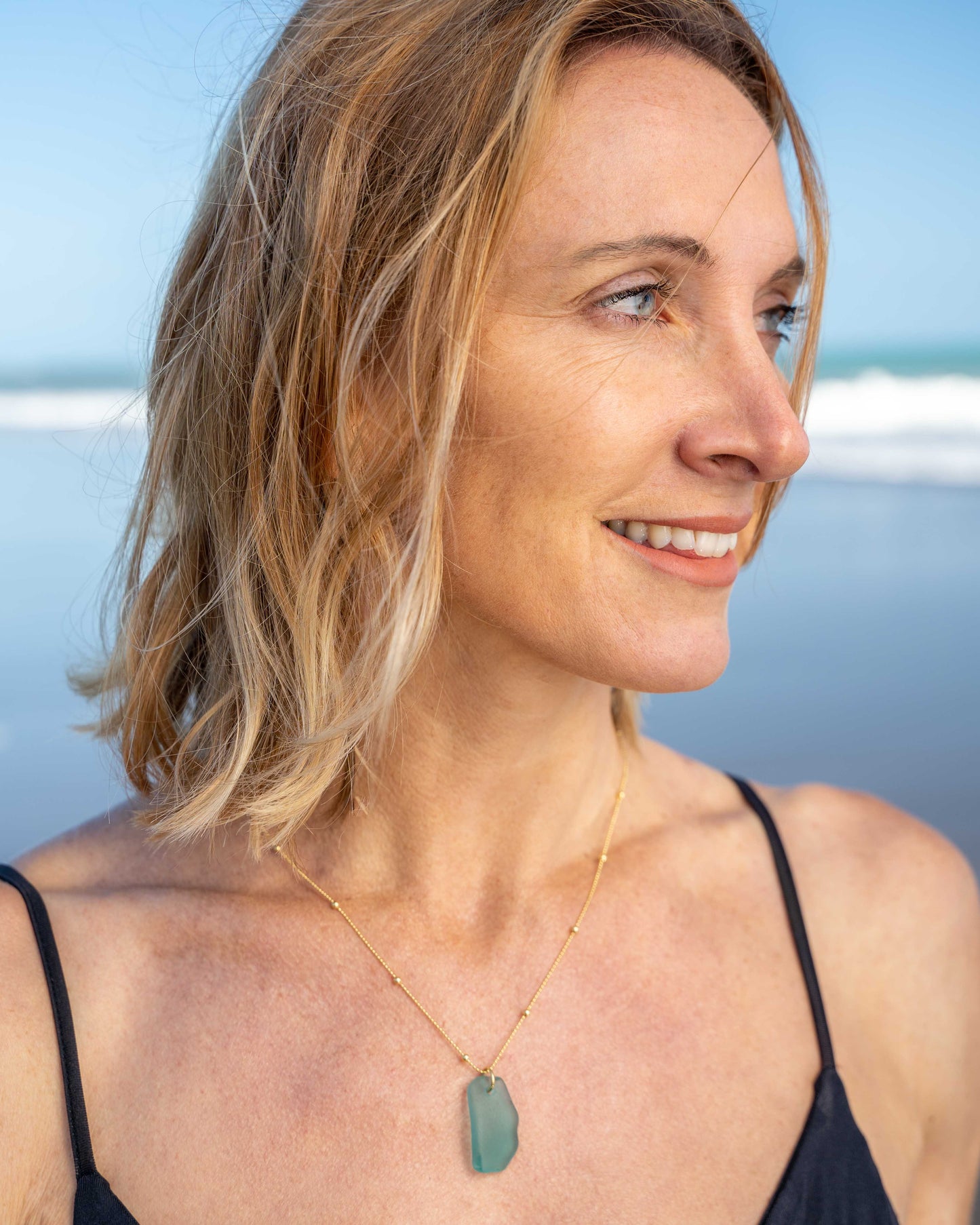 Collana di vetro del mare Lua in oro placcato 18K 