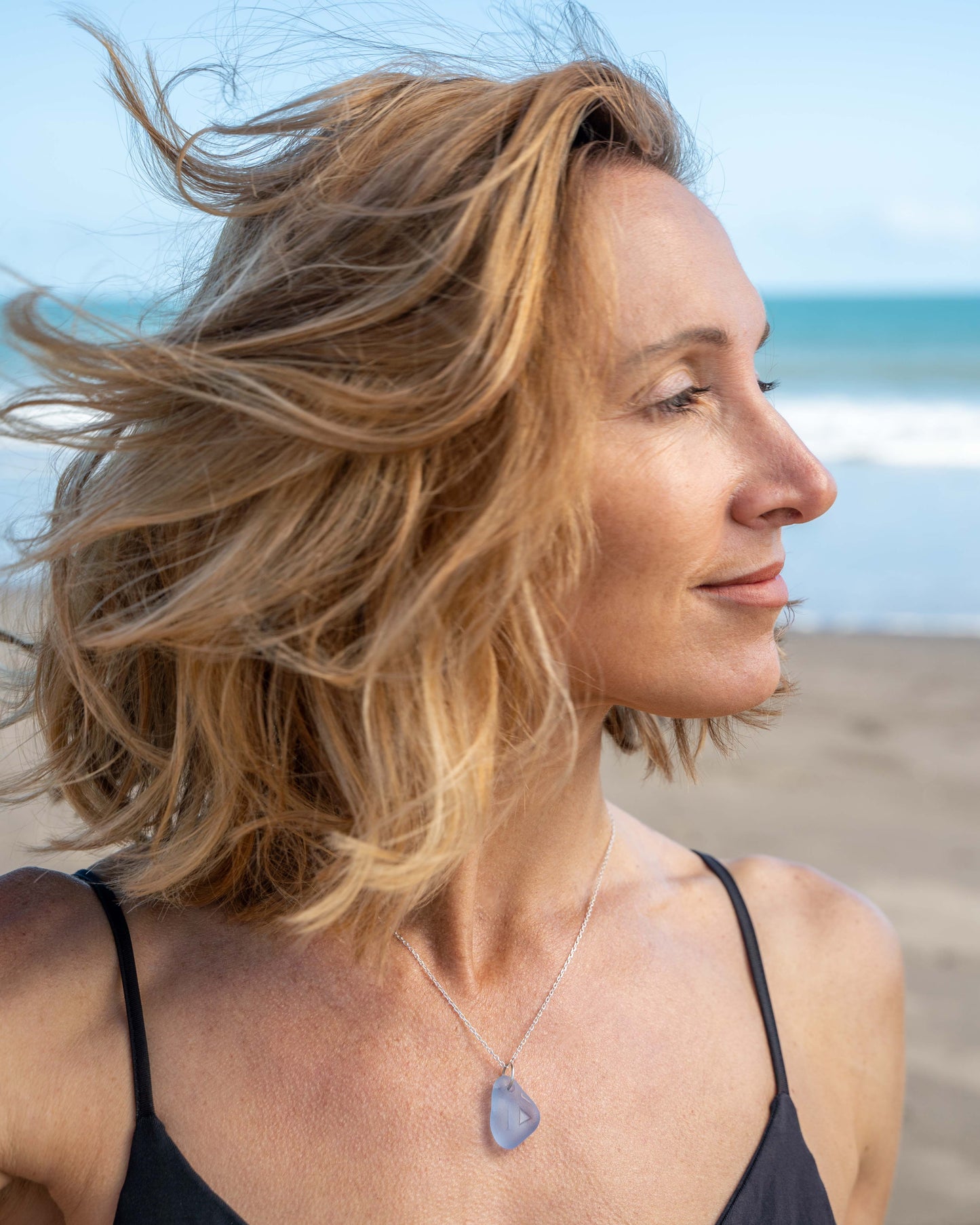 Collana Vela in vetro marino e argento 925