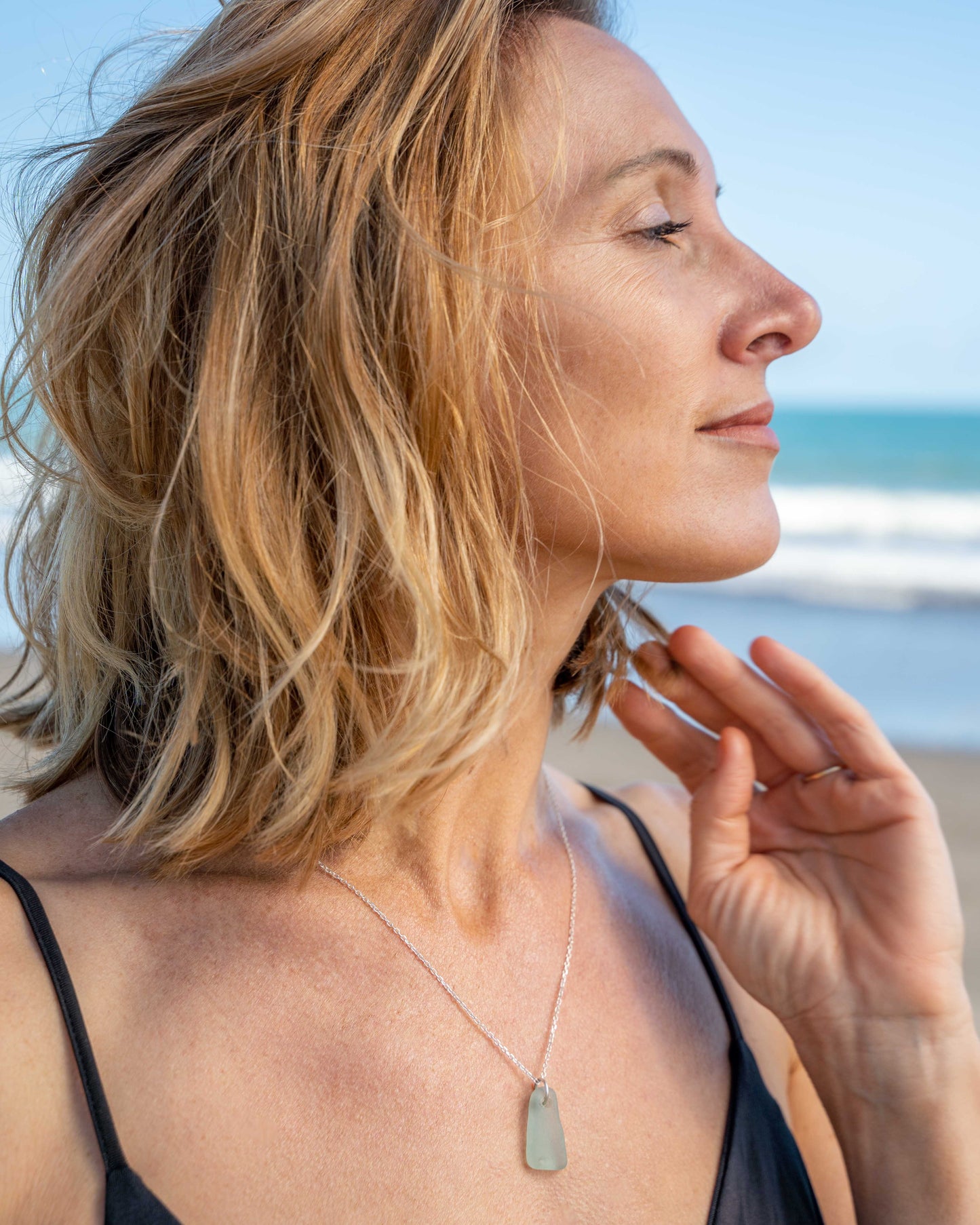 Collana Vela in vetro marino e argento 925