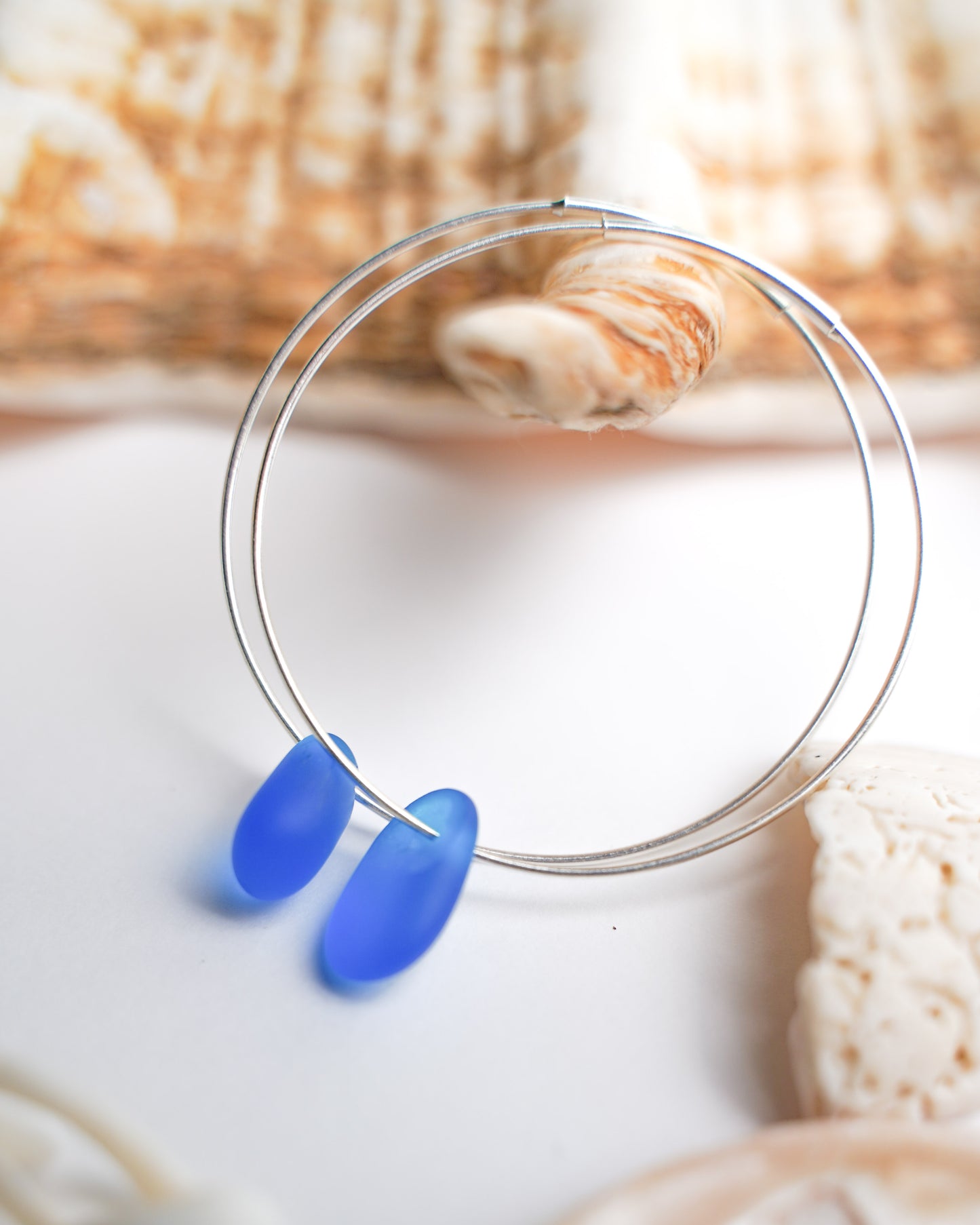 Luar Hoops Sea Glass Earrings in Sterling Silver