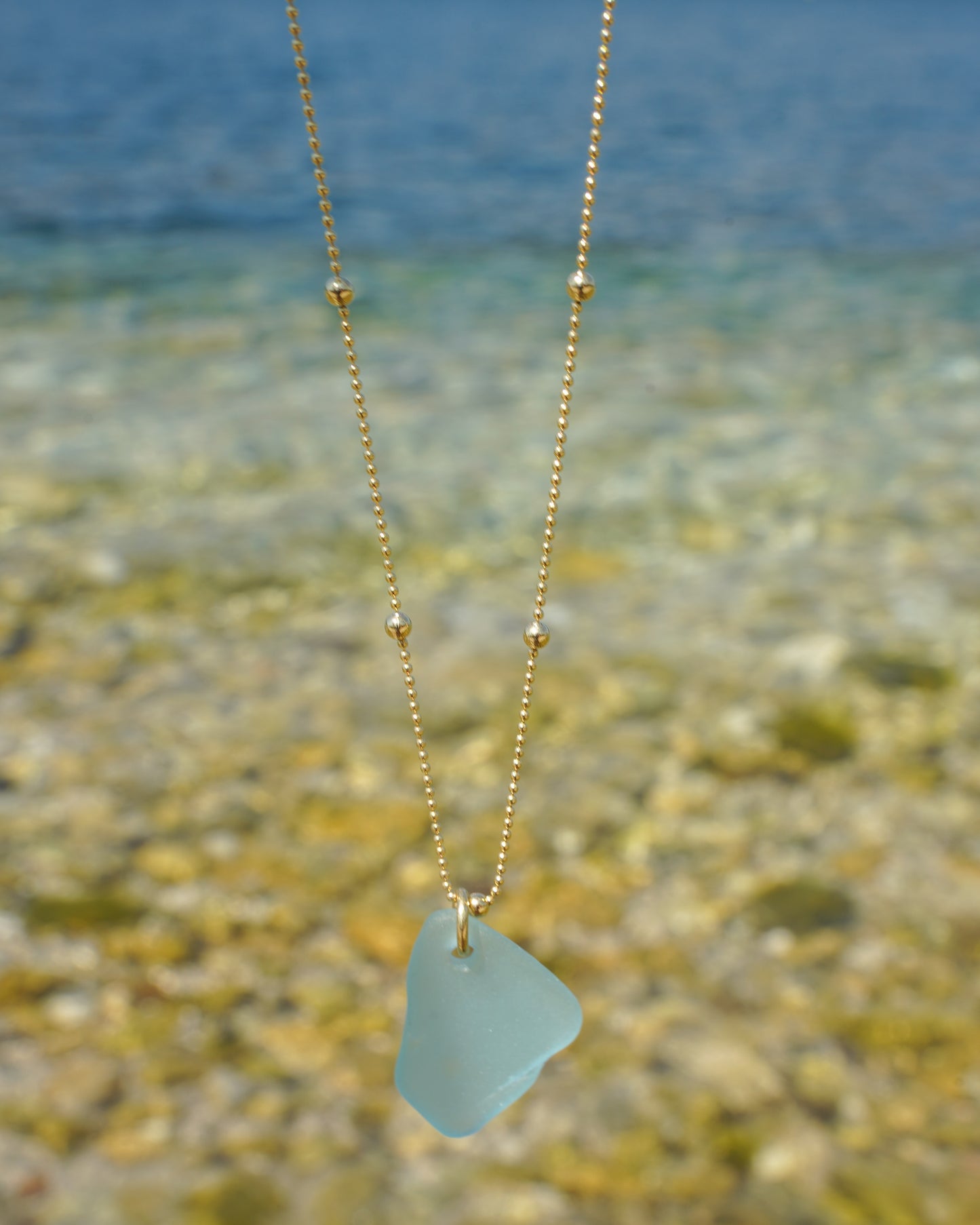 Collana di vetro del mare Lua in oro placcato 18K 