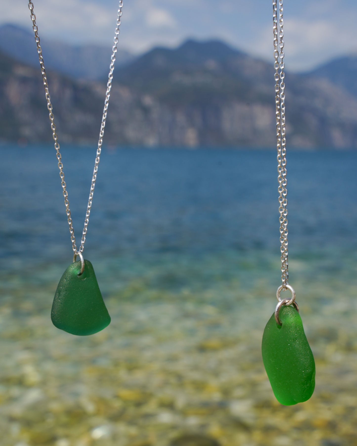 Collana Vela in vetro marino e argento 925